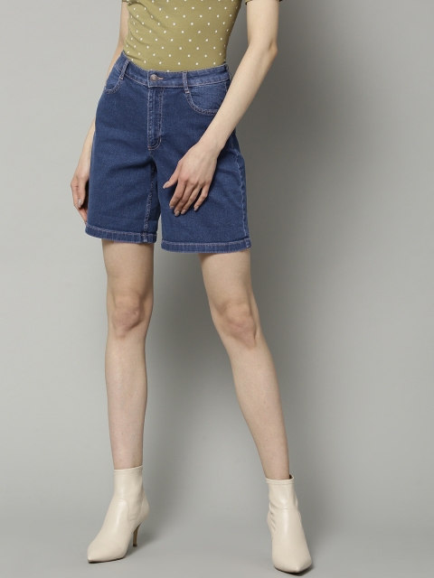 

Marks & Spencer Women Navy Blue Solid Regular Fit Denim Shorts
