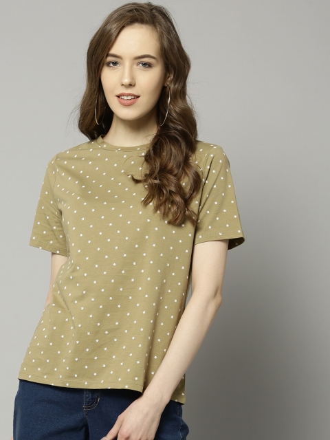 

Marks & Spencer Women Olive Green & White Printed Round Neck T-shirt