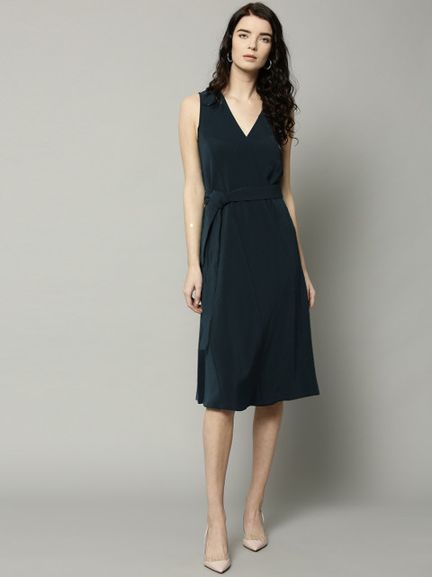 

Marks & Spencer Women Navy Blue Solid A-Line Dress