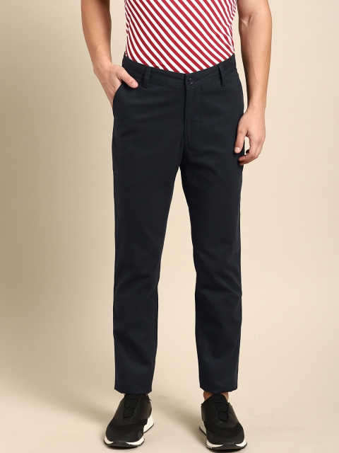 

ether Men Navy Blue Regular Fit Solid Chinos