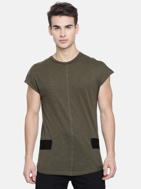 

SKULT by Shahid Kapoor Men Olive Green Solid Round Neck T-shirt