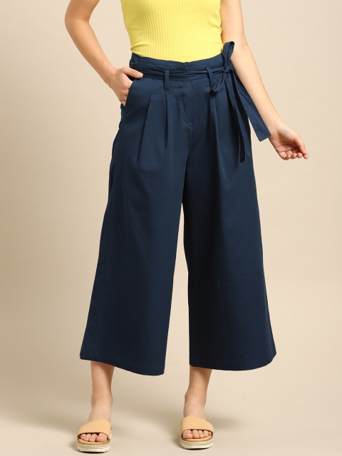 

ether Women Blue Regular Fit Solid Culottes