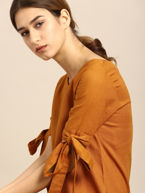 

ether Women Mustard Solid A-Line Dress