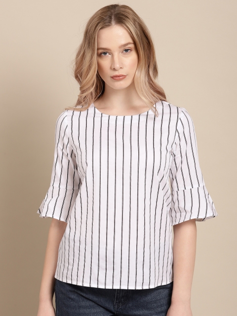 

ether Women White & Black Striped Top