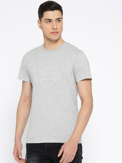 

Harley-Davidson Men Grey Melange Solid Round Neck T-shirt