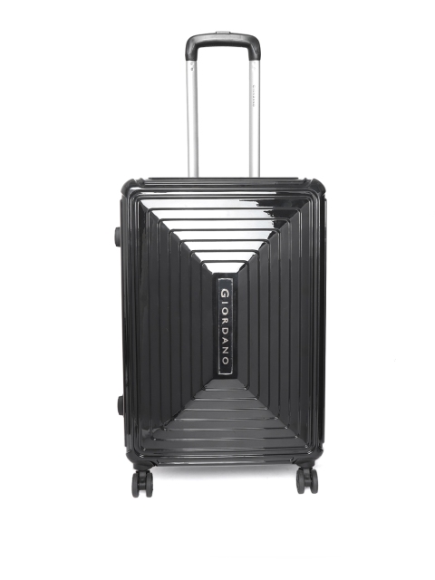

GIORDANO Unisex Black & Silver-Toned Textured Trolley Bag