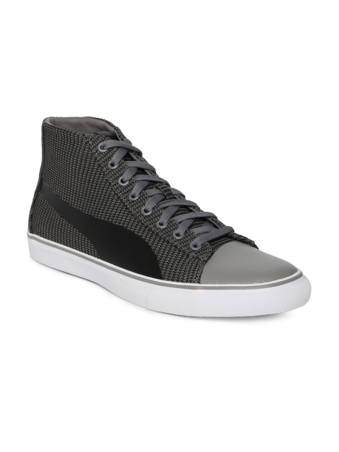 

Puma Men Grey Rap Mid Knit V2 Mid-Top Sneakers