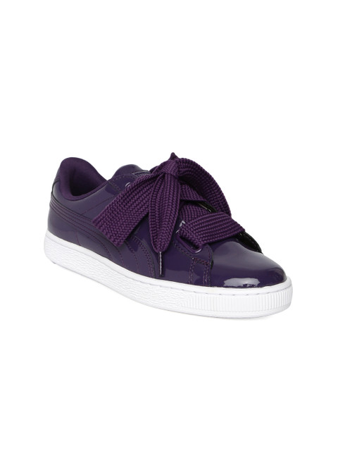 

Puma Women Purple Basket Heart Patent Sneakers