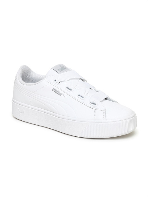 

Puma Women White Vikky Stacked Ribbon Core Sneakers