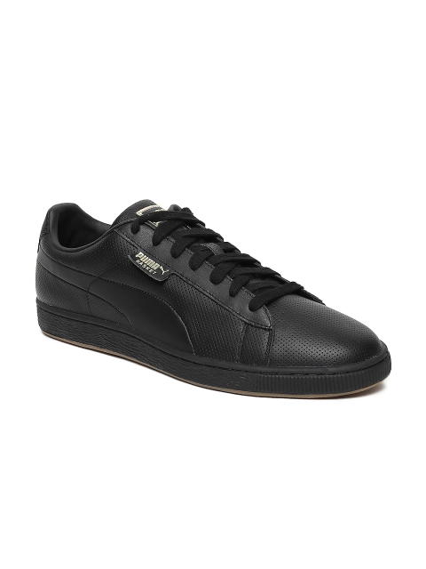 

Puma Unisex Black Basket Classic Gum Leather Sneakers