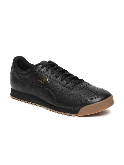 

Puma Unisex Black Roma Classic Gum Leather Sneakers