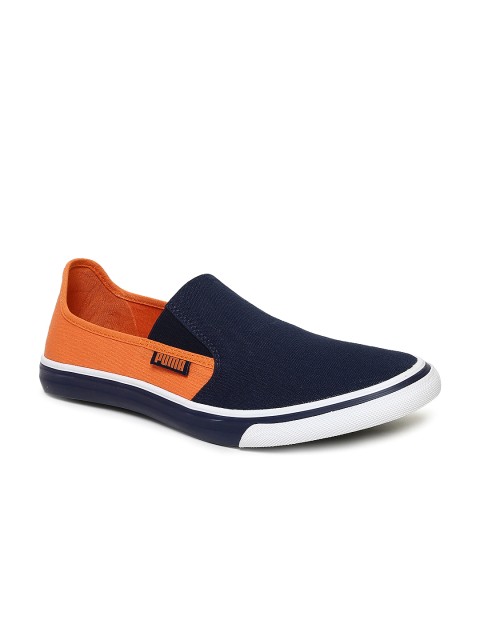

Puma Men Navy Blue & Orange Apollo Slip-On Sneakers