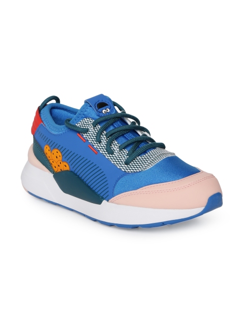 

Puma Kids Blue & Peach-Coloured Colourblocked Sesame Str 50 RS-0 PS Sneakers