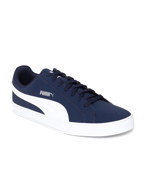 

Puma Unisex Navy Blue Nubuck Leather Smash Vulc Sneakers