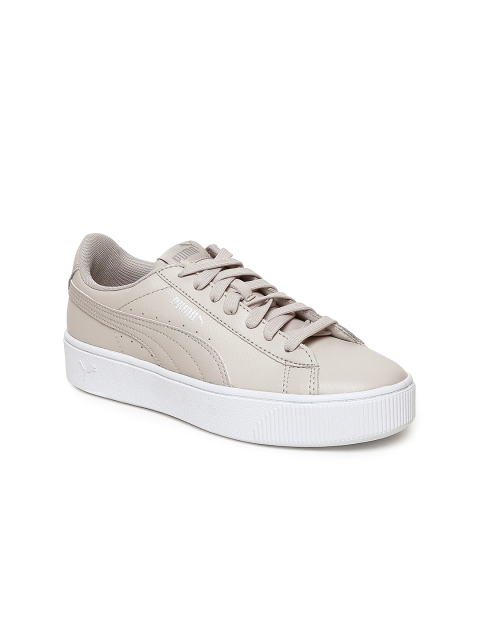 

Puma Women Grey Vikky Stacked L Leather Sneakers