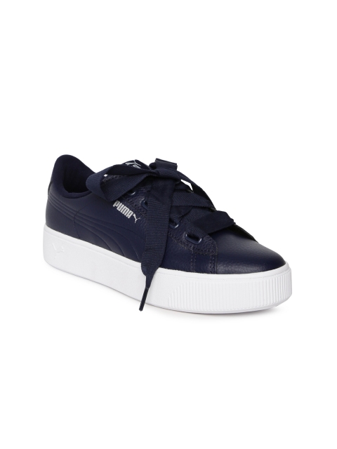 

Puma Women Navy Blue Vikky Stacked Ribbon Core Leather Sneakers