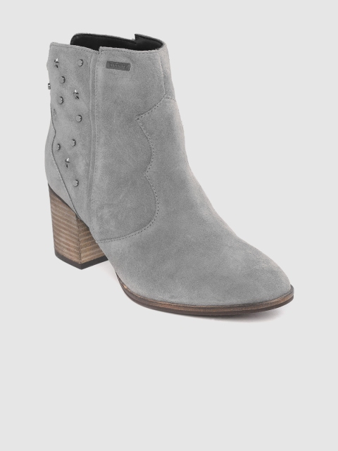 

Superdry Women Grey Solid Mid-Top Heeled Boots