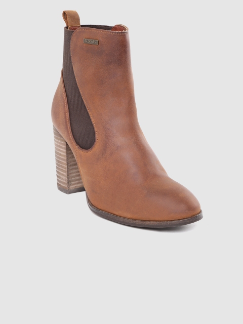 

Superdry Women Brown Leather Mid-Top Heeled Boots