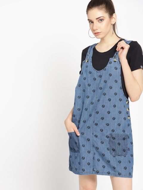 

Kook N Keech Marvel Women Printed Blue Pinafore Dress