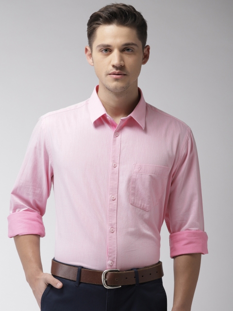 

Indian Terrain Men Pink Slim Fit Solid Smart Casual Shirt