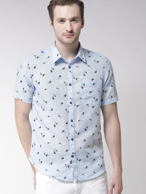 

Indian Terrain Men Blue Slim Fit Printed Casual Shirt