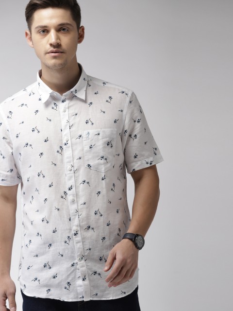 

Indian Terrain Men White Slim Fit Printed Casual Shirt