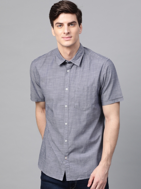 

Indian Terrain Men Blue Slim Fit Solid Casual Shirt