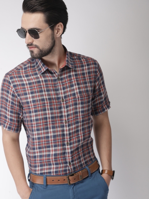 

Indian Terrain Men Blue & Red Regular Fit Checked Casual Shirt