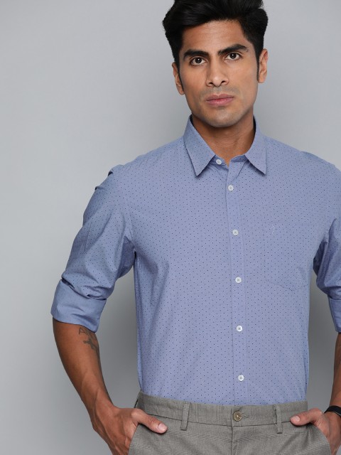 

Indian Terrain Men Blue Slim Fit Printed Smart Casual Shirt