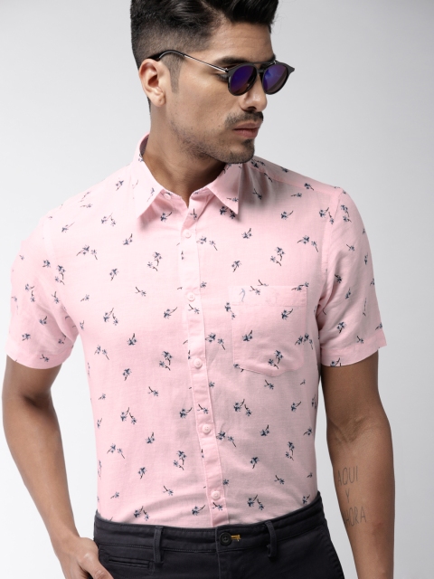 

Indian Terrain Men Pink & Blue Slim Fit Printed Casual Shirt
