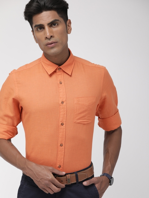 

Indian Terrain Men Orange Slim Fit Solid Casual Shirt