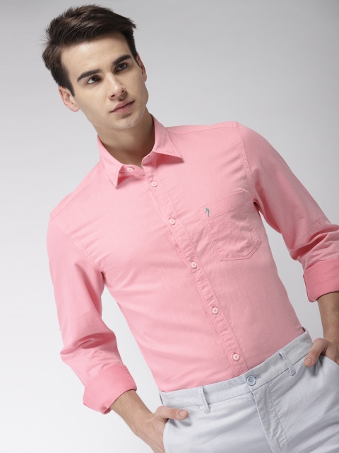 

Indian Terrain Men Pink Slim Fit Self Design Casual Shirt