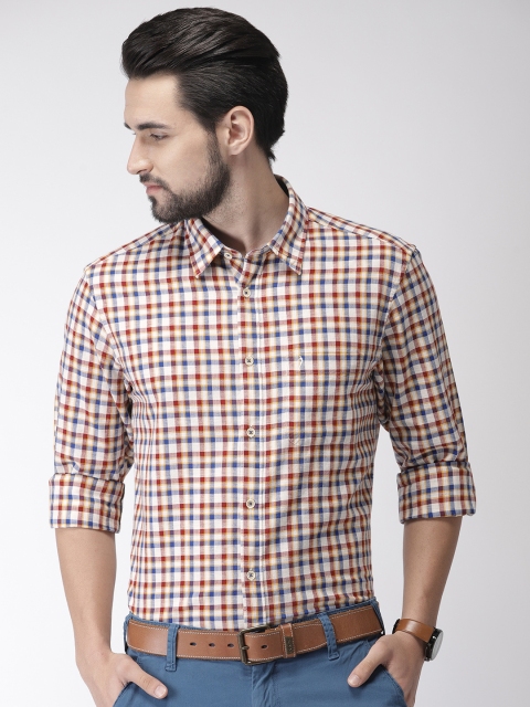 

Indian Terrain Men Beige & Red Slim Fit Checked Smart Casual Shirt