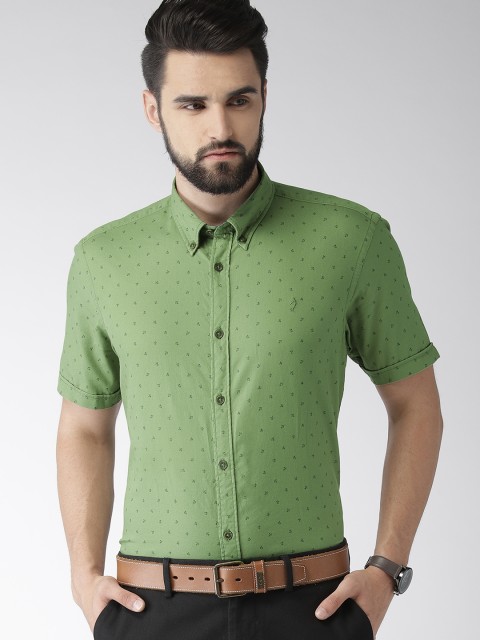 

Indian Terrain Men Green Slim Fit Printed Casual Shirt