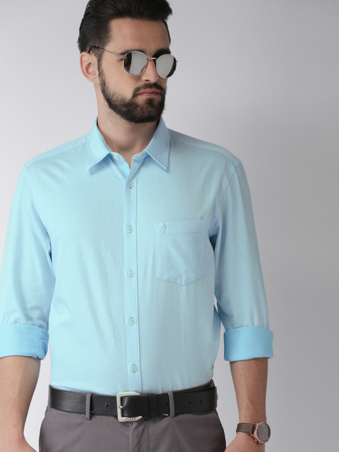 

Indian Terrain Men Blue Slim Fit Solid Casual Shirt