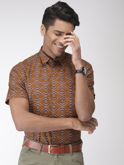 

Indian Terrain Men Rust Brown Regular Fit Printed Casual Shirt