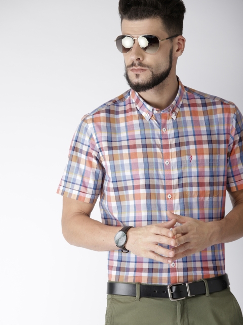 

Indian Terrain Men Blue & White Slim Fit Checked Casual Shirt