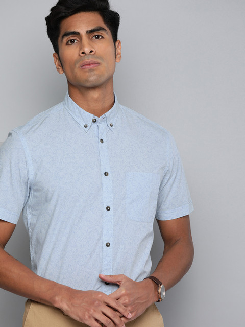 

Indian Terrain Men Blue Slim Fit Printed Casual Shirt