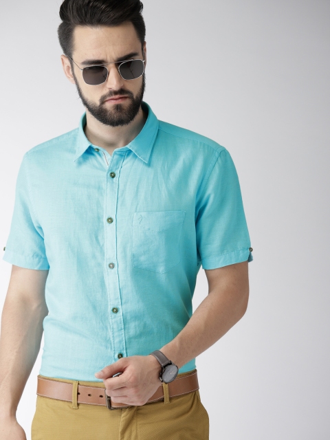 

Indian Terrain Men Blue Slim Fit Solid Casual Shirt