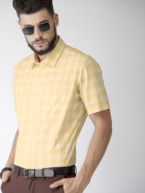 

Indian Terrain Men Yellow Slim Fit Checked Casual Shirt