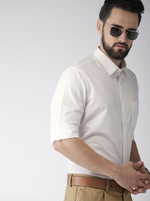 

Indian Terrain Men White Slim Fit Self Design Smart Casual Shirt