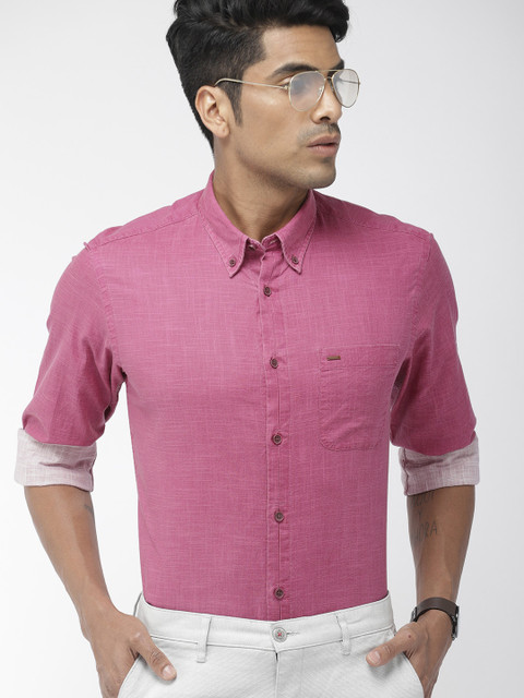 

Indian Terrain Men Pink Slim Fit Solid Formal Shirt