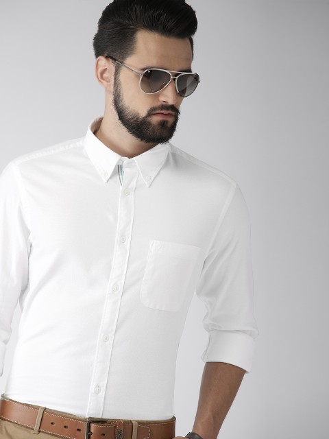 

Indian Terrain Men White Slim Fit Solid Smart Casual Shirt