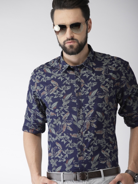

Indian Terrain Men Navy Regular Fit Printed Casual Shirt, Navy blue