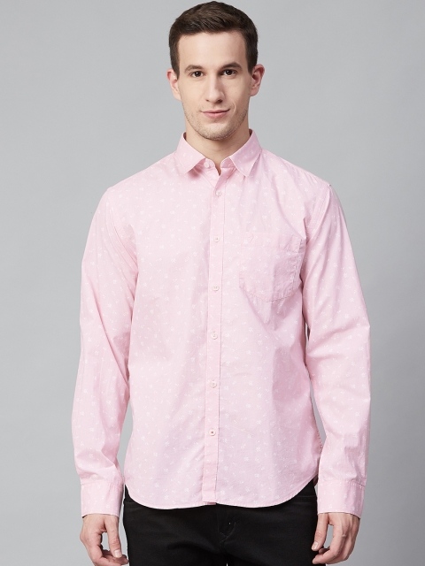 

Indian Terrain Men Pink Slim Fit Printed Casual Shirt