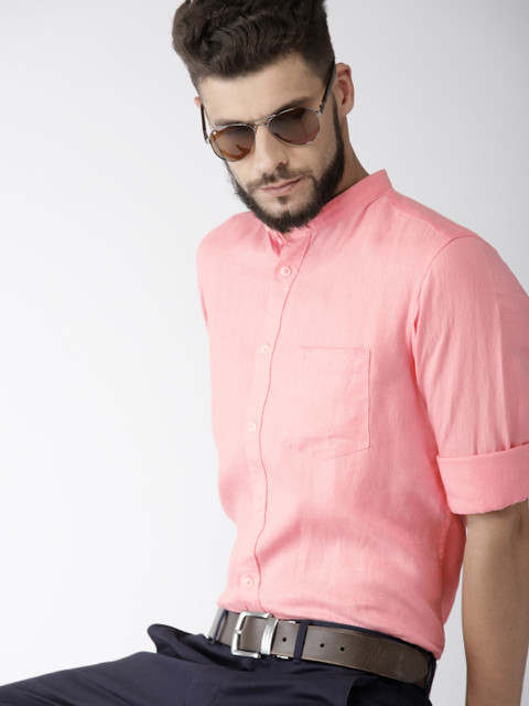 

Indian Terrain Men Pink Slim Fit Solid Formal Shirt