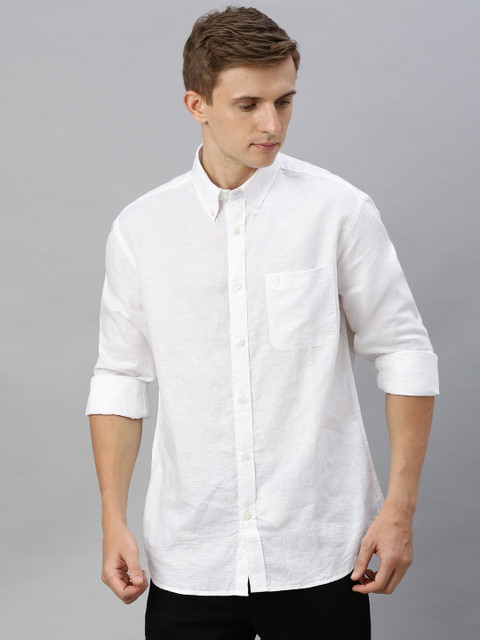 

Indian Terrain Men White Slim Fit Solid Casual Shirt