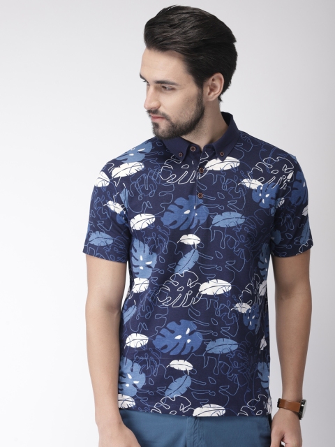 

Indian Terrain Men Navy Blue Printed Polo Collar T-shirt