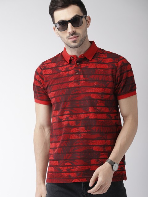 

Indian Terrain Men Red Printed Polo Collar T-shirt, Blue