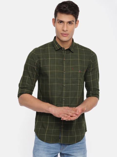 

Louis Philippe Sport Men Olive Green Super Slim Fit Checked Casual Shirt